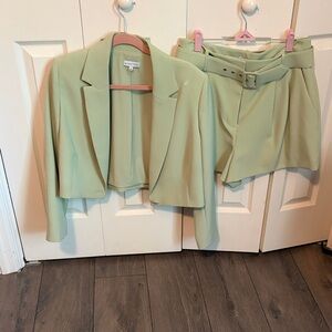Gianni Bini Light Green Blazer and Shorts Set
